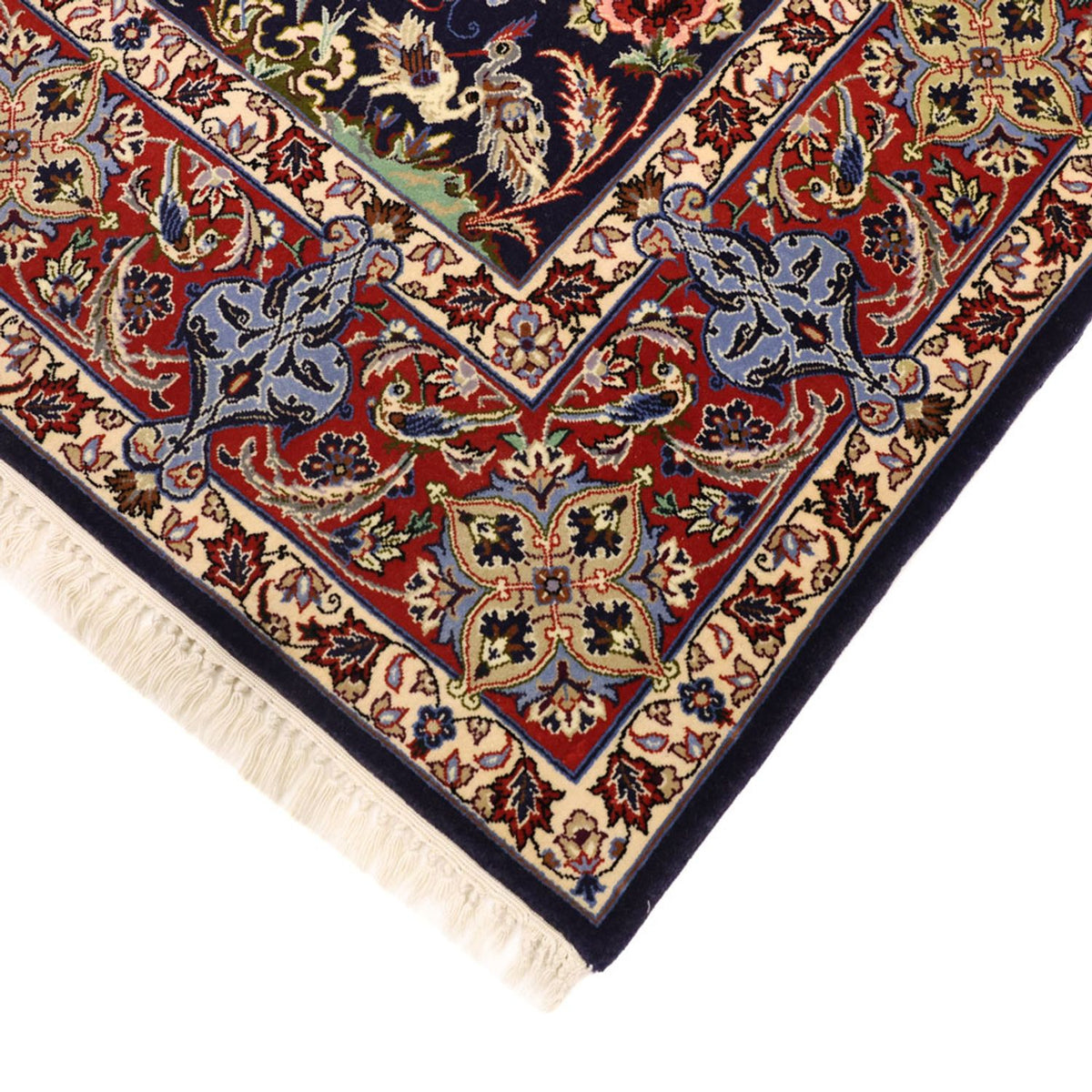 Alfombra oriental - Isfahan - Urdimbre de seda - 166 x 114 cm - azul oscuro