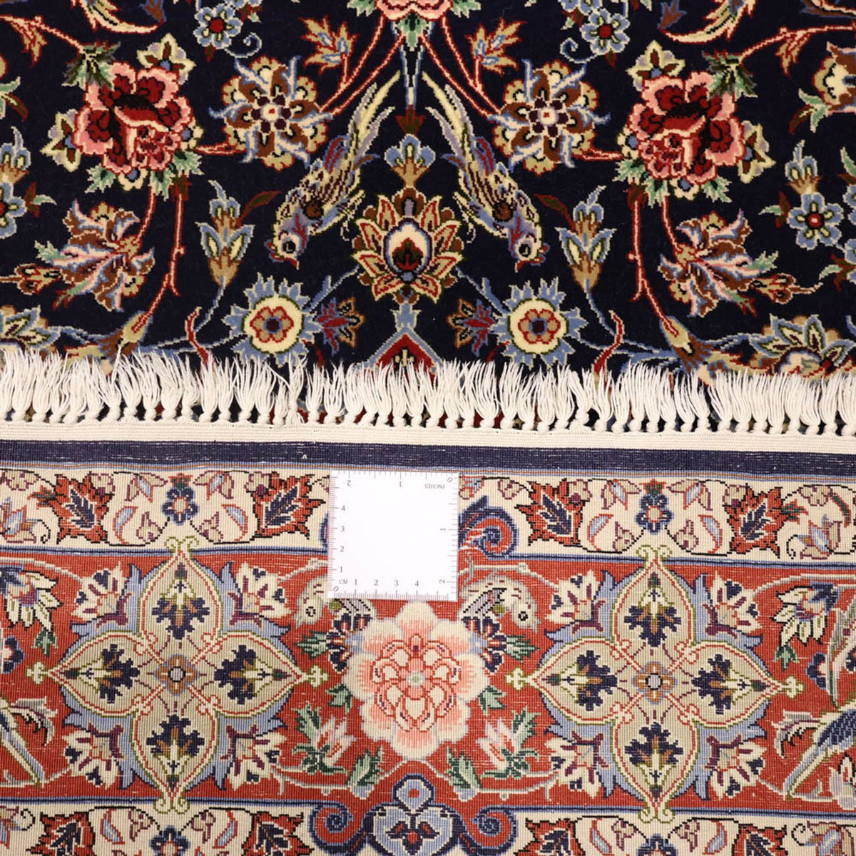Alfombra oriental - Isfahan - Urdimbre de seda - 166 x 114 cm - azul oscuro