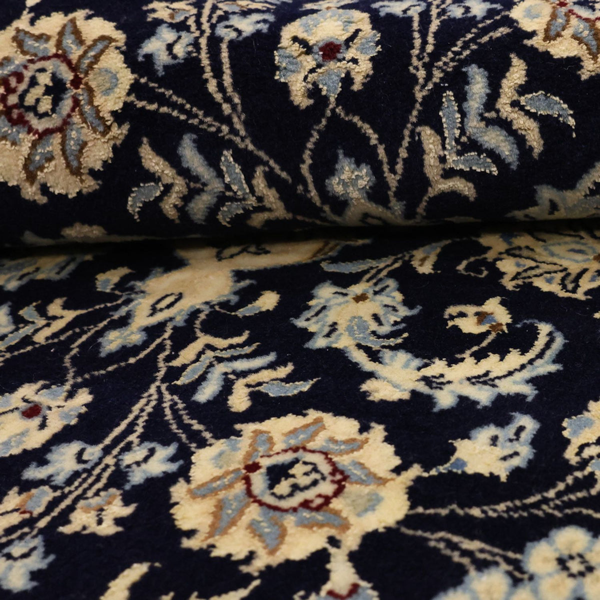 Alfombra Persa - Nain - Real - Real - 114 x 78 cm - azul oscuro