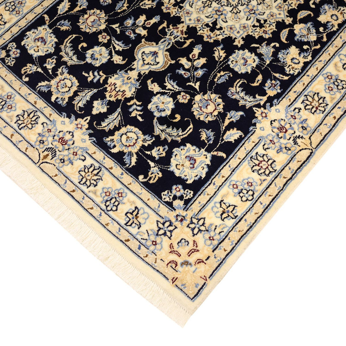 Alfombra Persa - Nain - Real - Real - 136 x 86 cm - azul oscuro