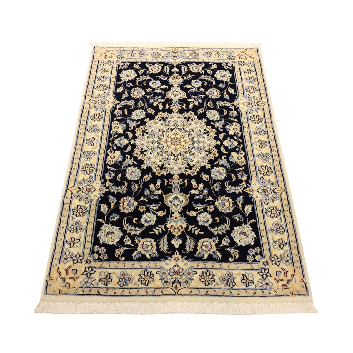 Alfombra Persa - Nain - Real - Real - 136 x 86 cm - azul oscuro