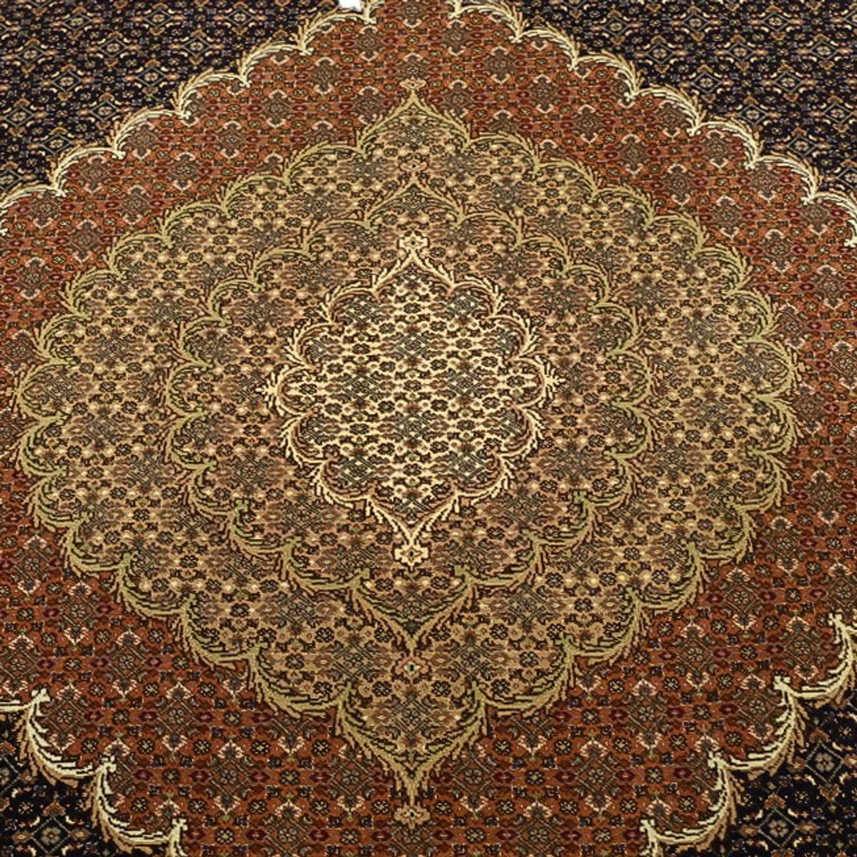 Alfombra Persa - Tabriz - Real - Urdimbre de seda - 362 x 251 cm - beige oscuro