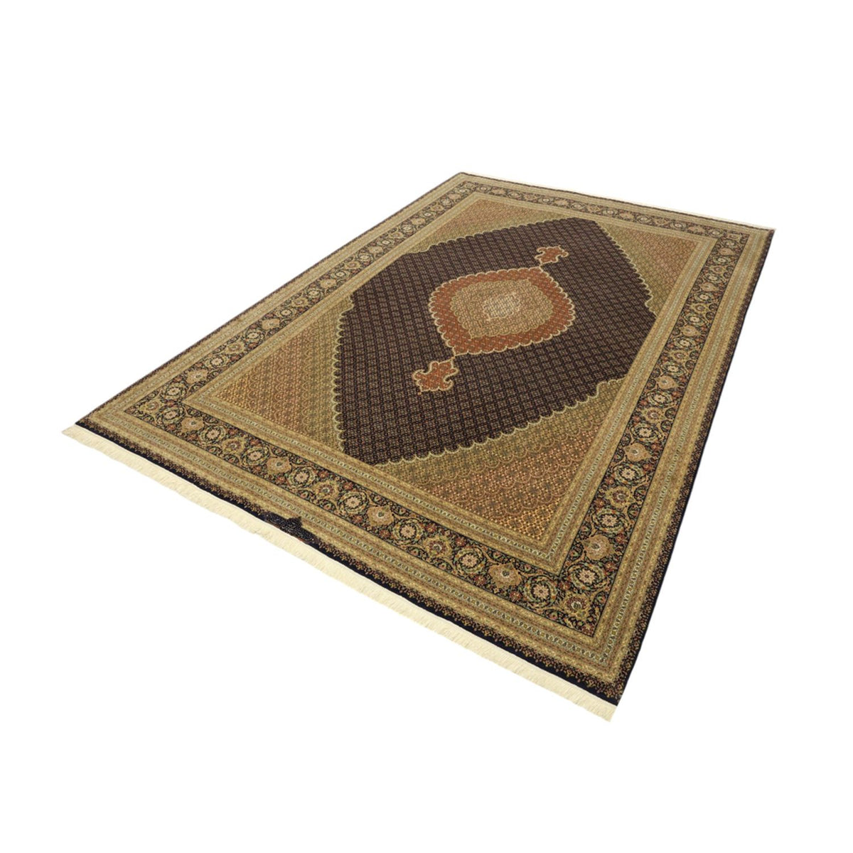 Alfombra Persa - Tabriz - Real - Urdimbre de seda - 362 x 251 cm - beige oscuro