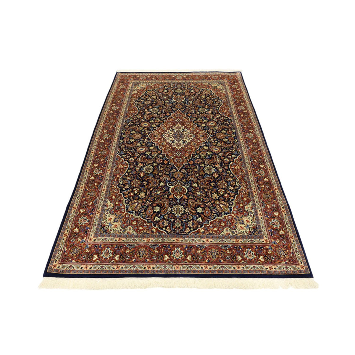 Alfombra persa - Keshan - 203 x 132 cm - azul oscuro
