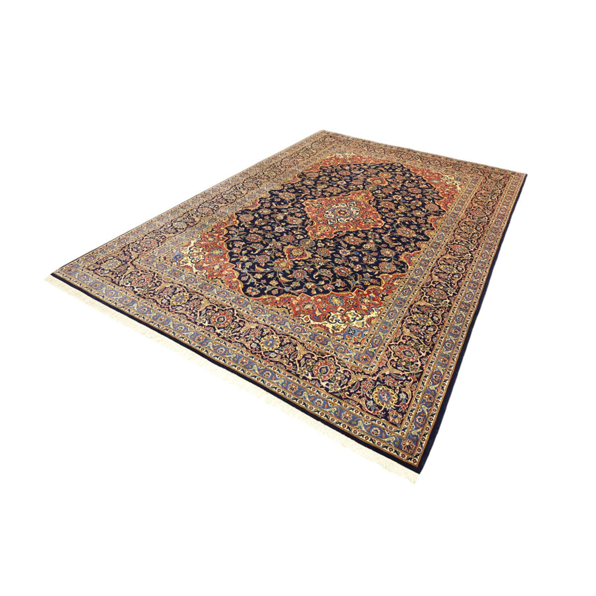 Alfombra persa - Keshan - 321 x 221 cm - azul oscuro