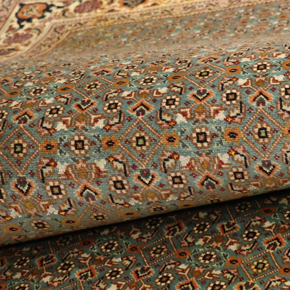 Alfombra Persa - Tabriz - Real - Real - 145 x 101 cm - verde oliva