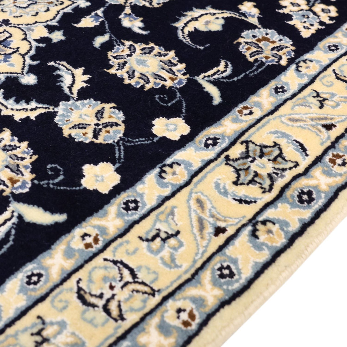 Alfombra Persa - Nain - Real - 137 x 88 cm - azul oscuro