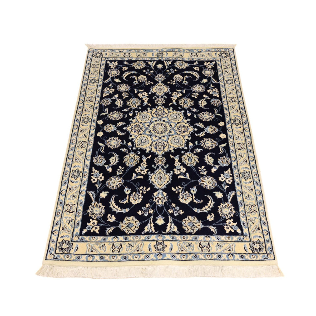 Alfombra Persa - Nain - Real - 137 x 88 cm - azul oscuro
