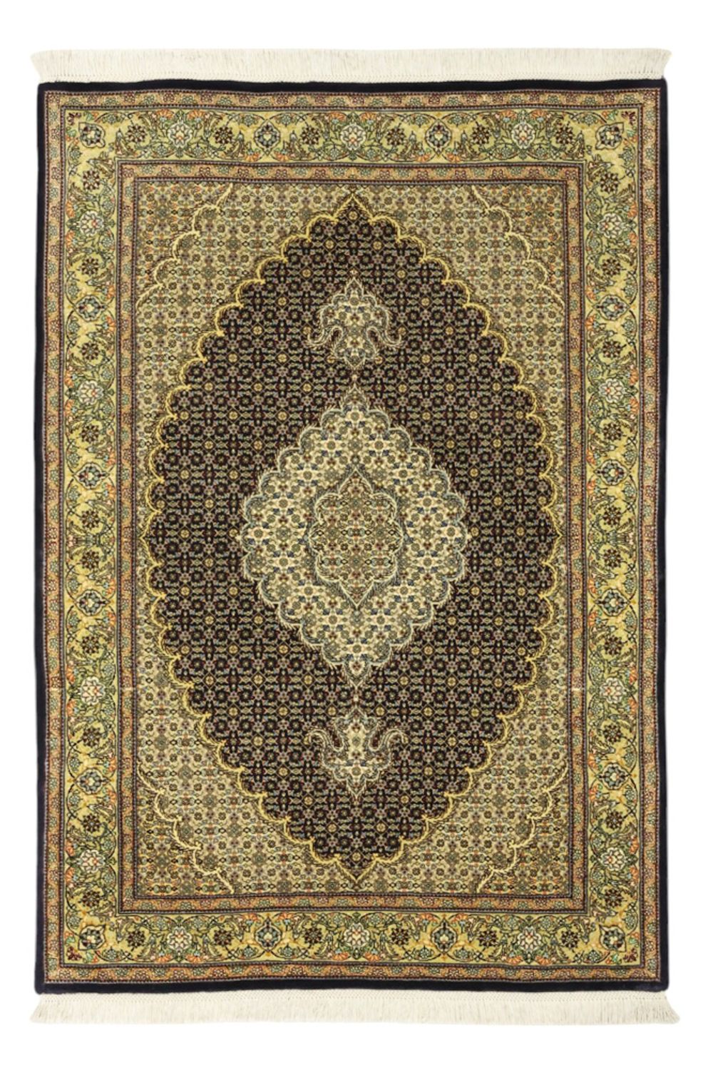 Alfombra Persa - Tabriz - Real - 146 x 102 cm - verde oscuro