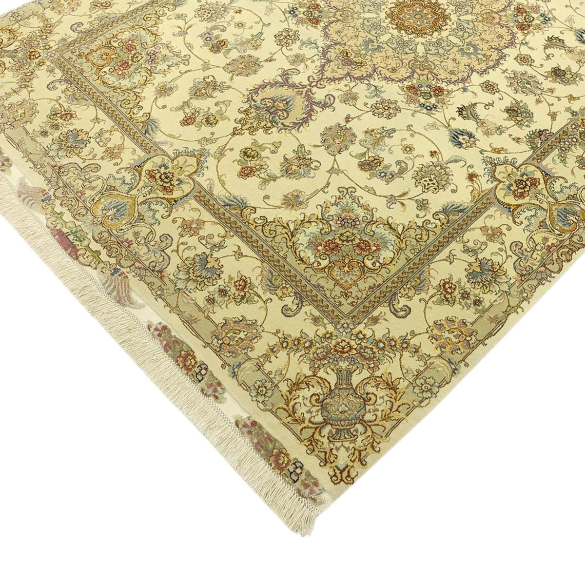 Alfombra Persa - Tabriz - Real - Urdimbre de seda - 219 x 148 cm - beige
