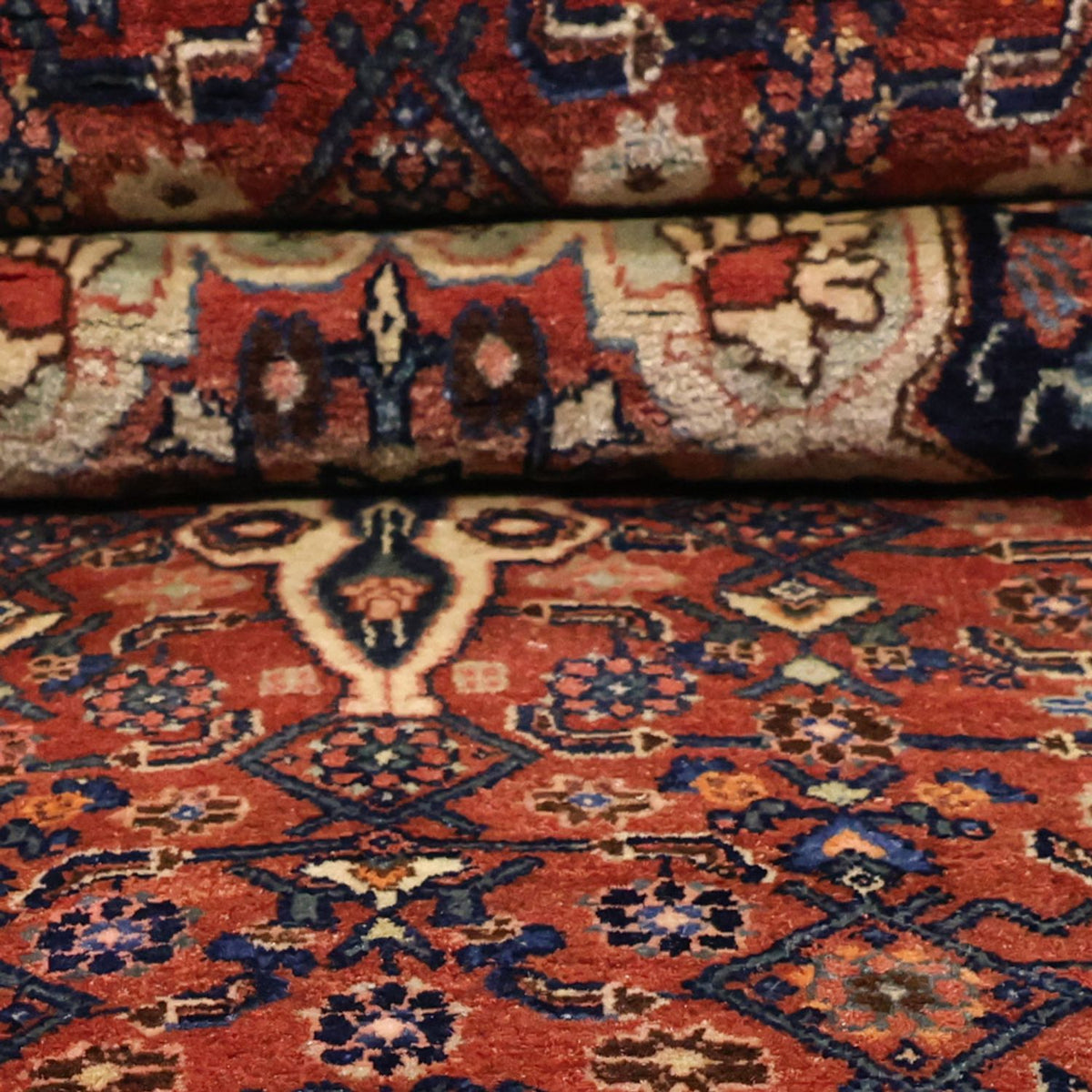 Alfombra persa - Bidjar - Real - 276 x 168 cm - rojo oscuro