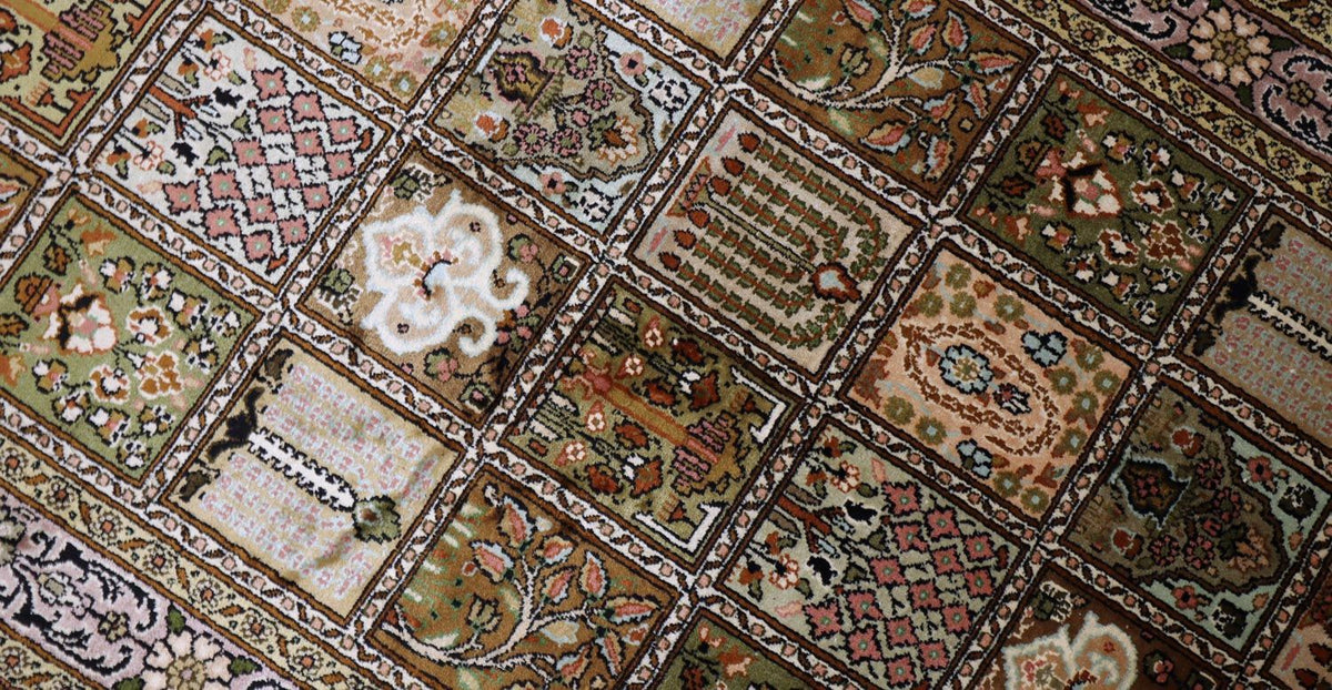 Alfombra de seda - Seda de Cachemira - 152 x 90 cm - marrón