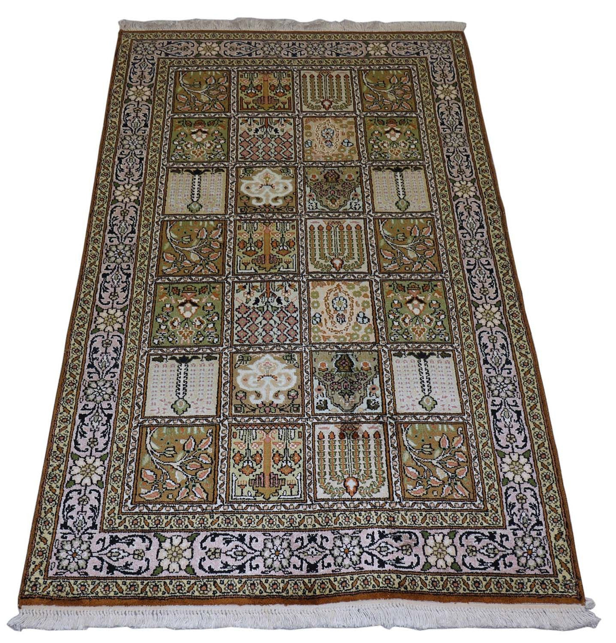 Alfombra de seda - Seda de Cachemira - 152 x 90 cm - marrón