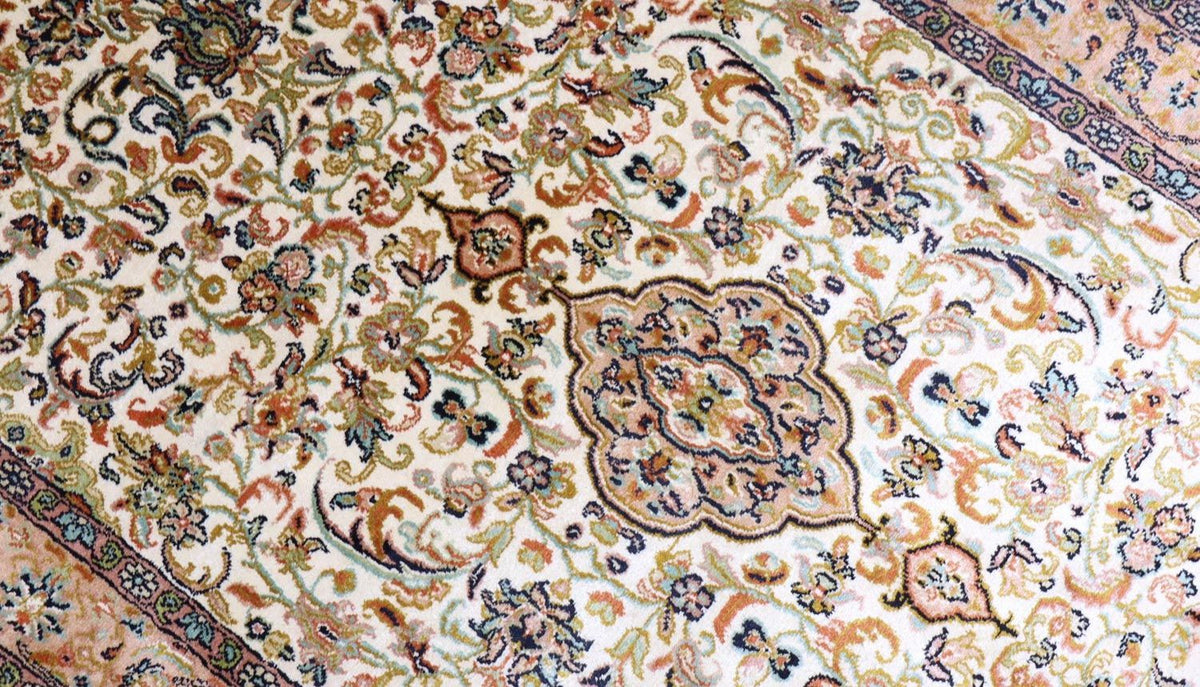 Alfombra de seda - Seda de Cachemira - 155 x 99 cm - beige