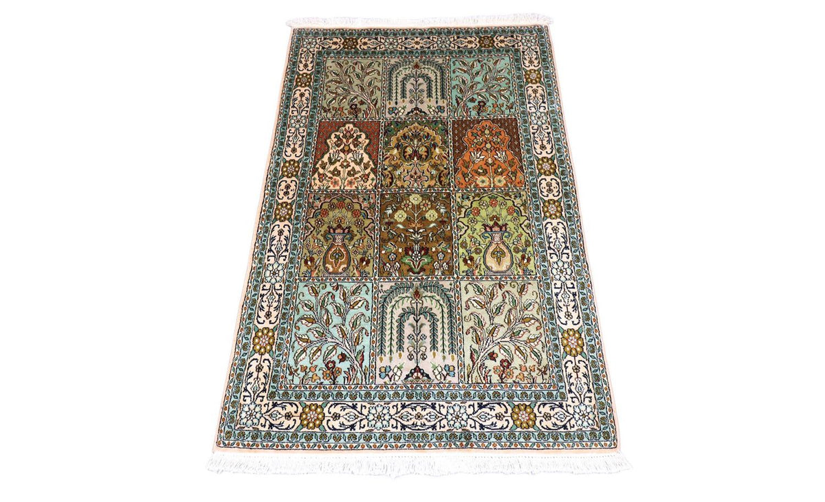 Alfombra de seda - Seda de Cachemira - 151 x 95 cm - turquesa