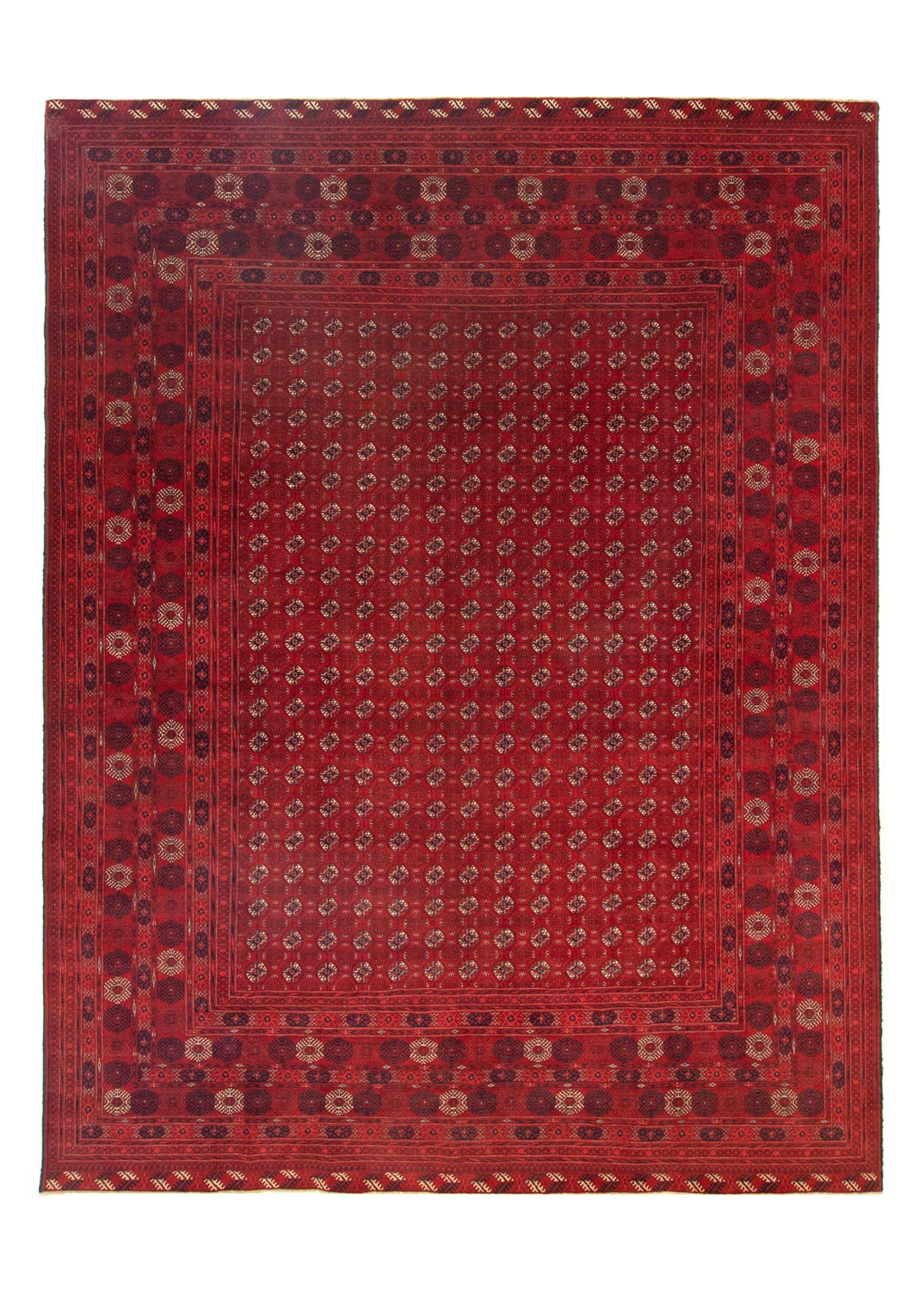 Alfombra afgana - Bukhara - 390 x 292 cm - rojo oscuro