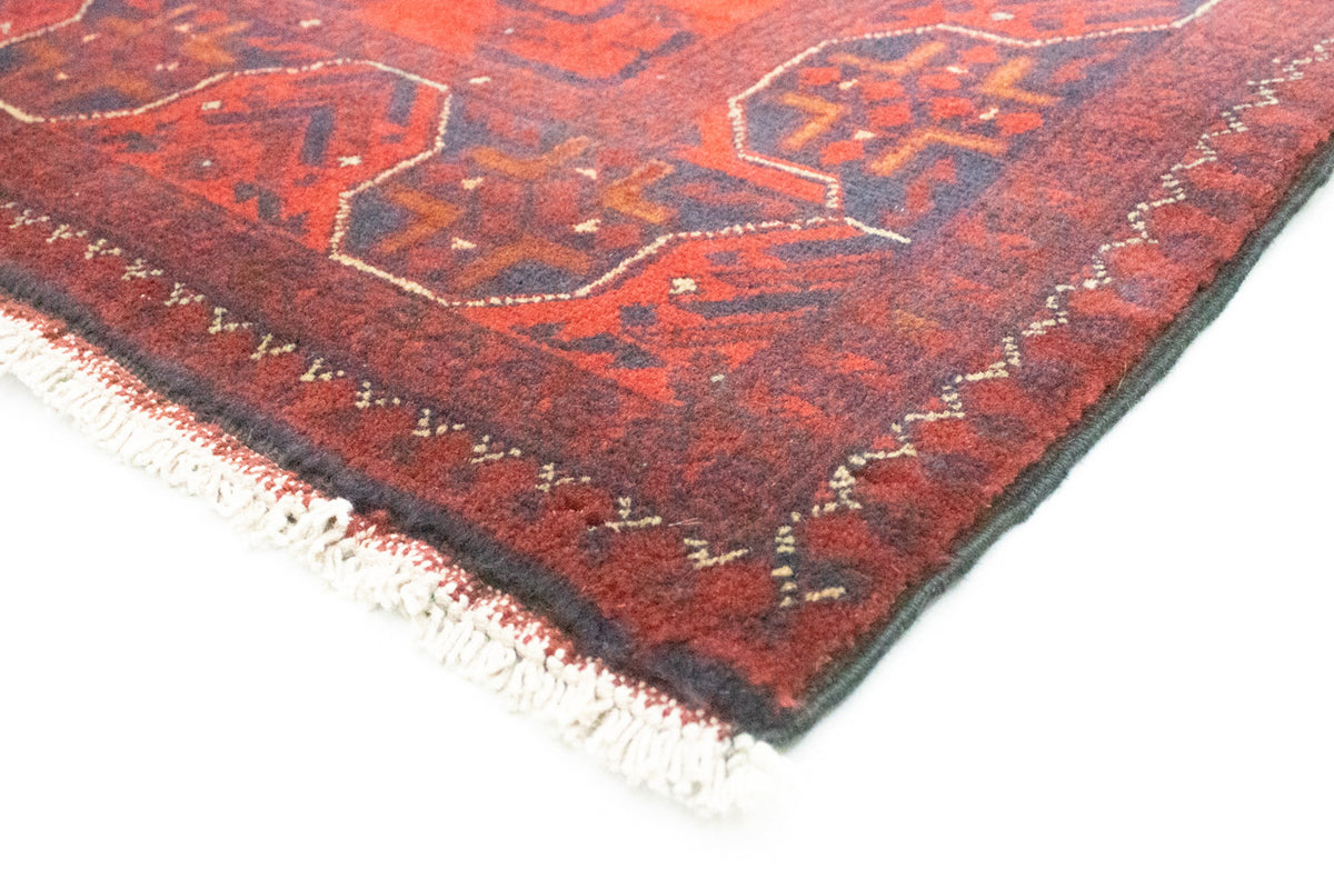 Alfombra de pasillo Alfombra afgana - Kunduz - 287 x 83 cm - rojo oscuro