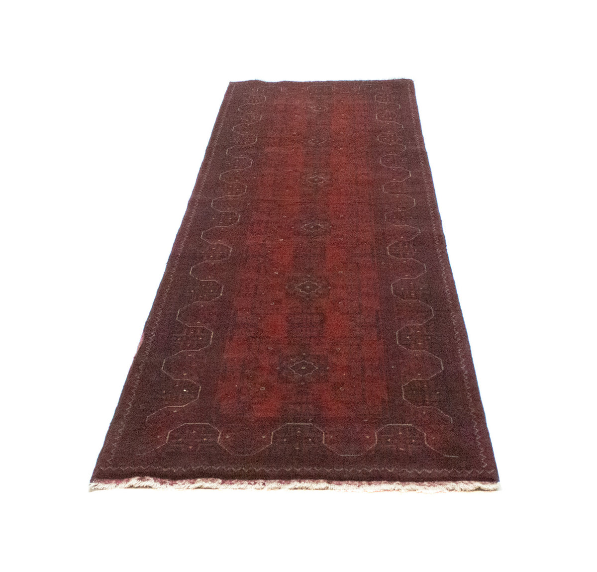 Alfombra de pasillo Alfombra afgana - Kunduz - 287 x 83 cm - rojo oscuro