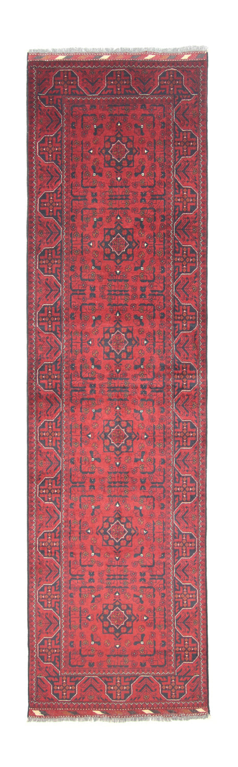 Alfombra de pasillo Alfombra afgana - Kunduz - 302 x 78 cm - rojo