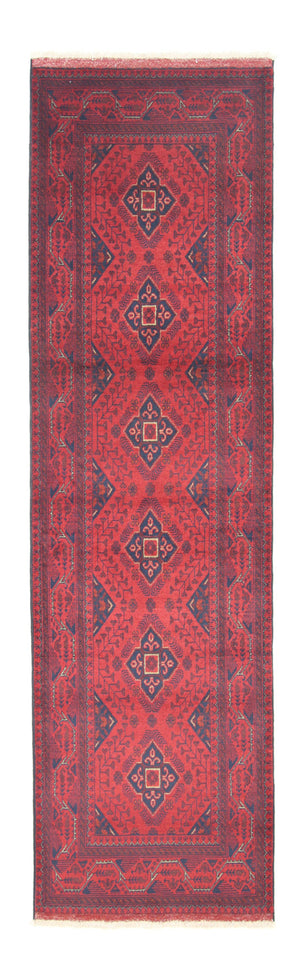 Alfombra de pasillo Alfombra afgana - Kunduz - 296 x 84 cm - rojo oscuro