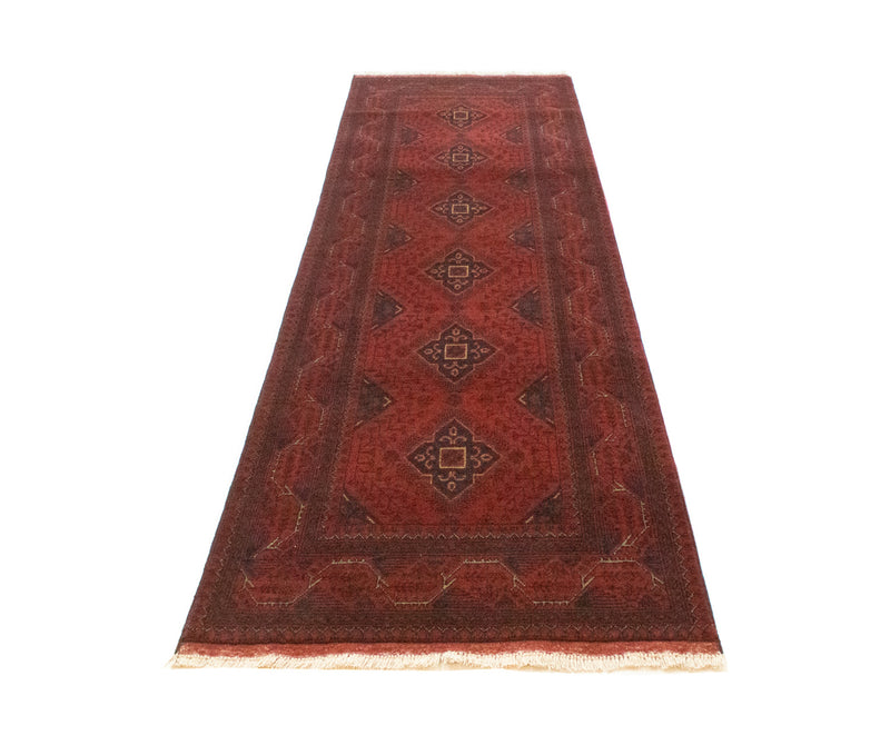Alfombra de pasillo Alfombra afgana - Kunduz - 296 x 84 cm - rojo oscuro