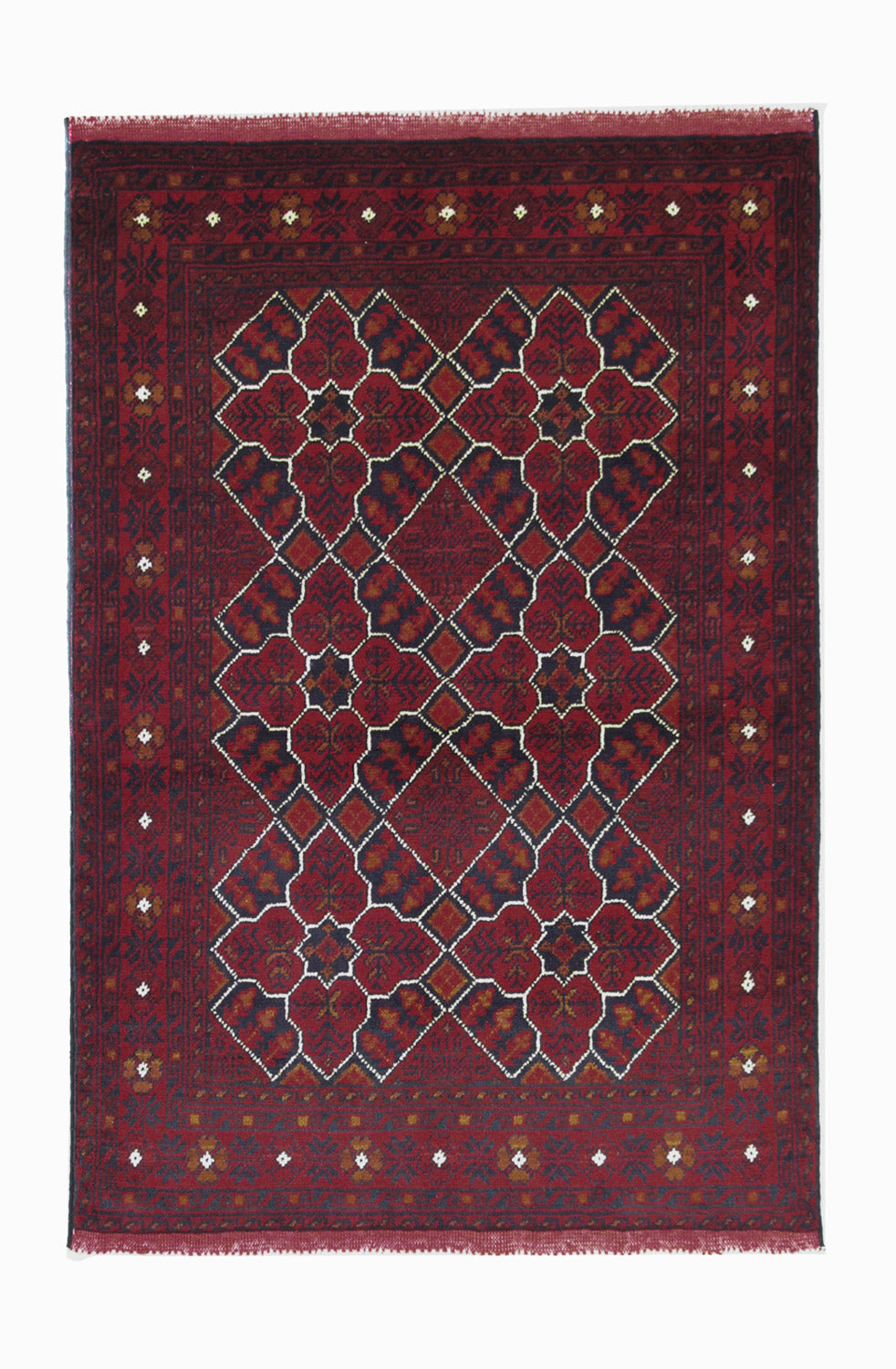 Alfombra afgana - Kunduz - 121 x 82 cm - rojo oscuro