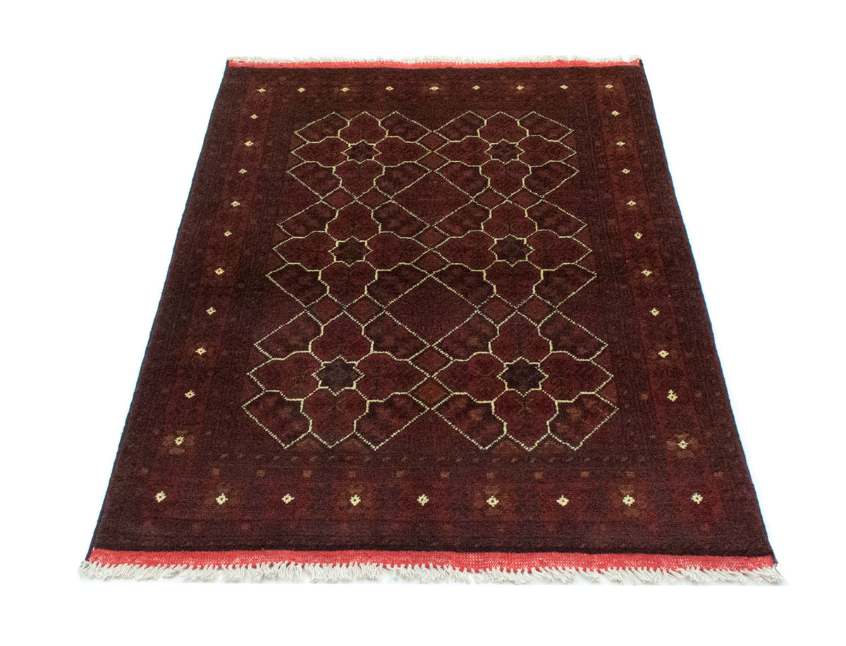 Alfombra afgana - Kunduz - 121 x 82 cm - rojo oscuro
