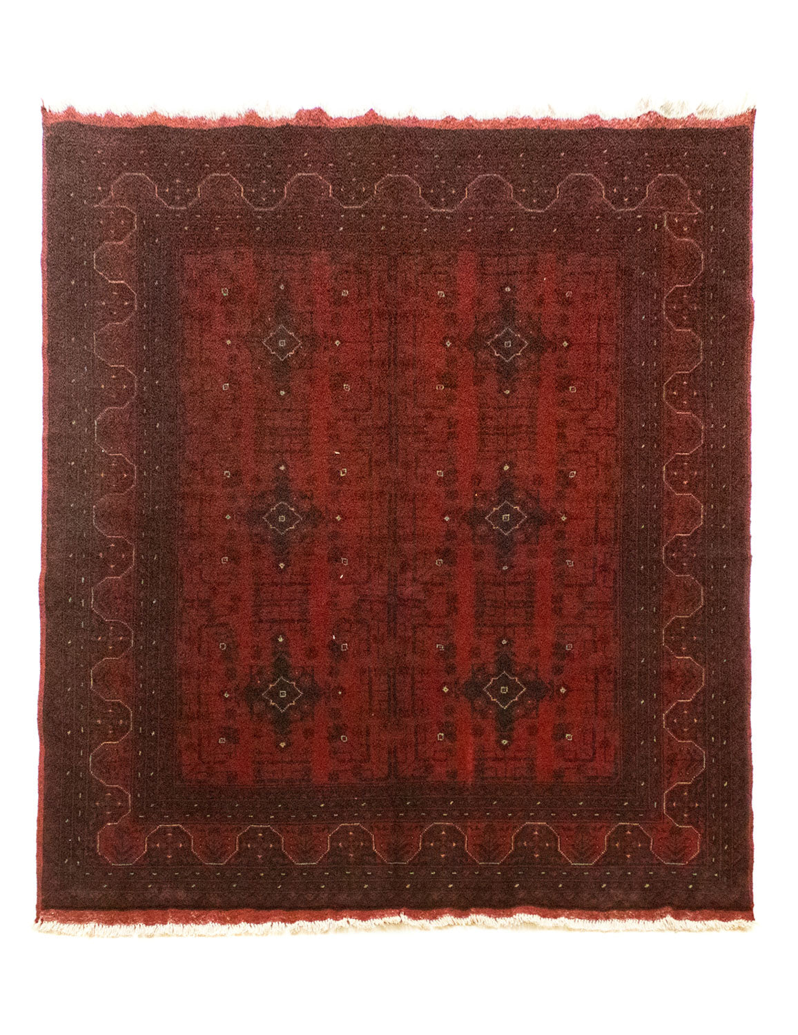 Alfombra afgana - Kunduz - 199 x 152 cm - rojo