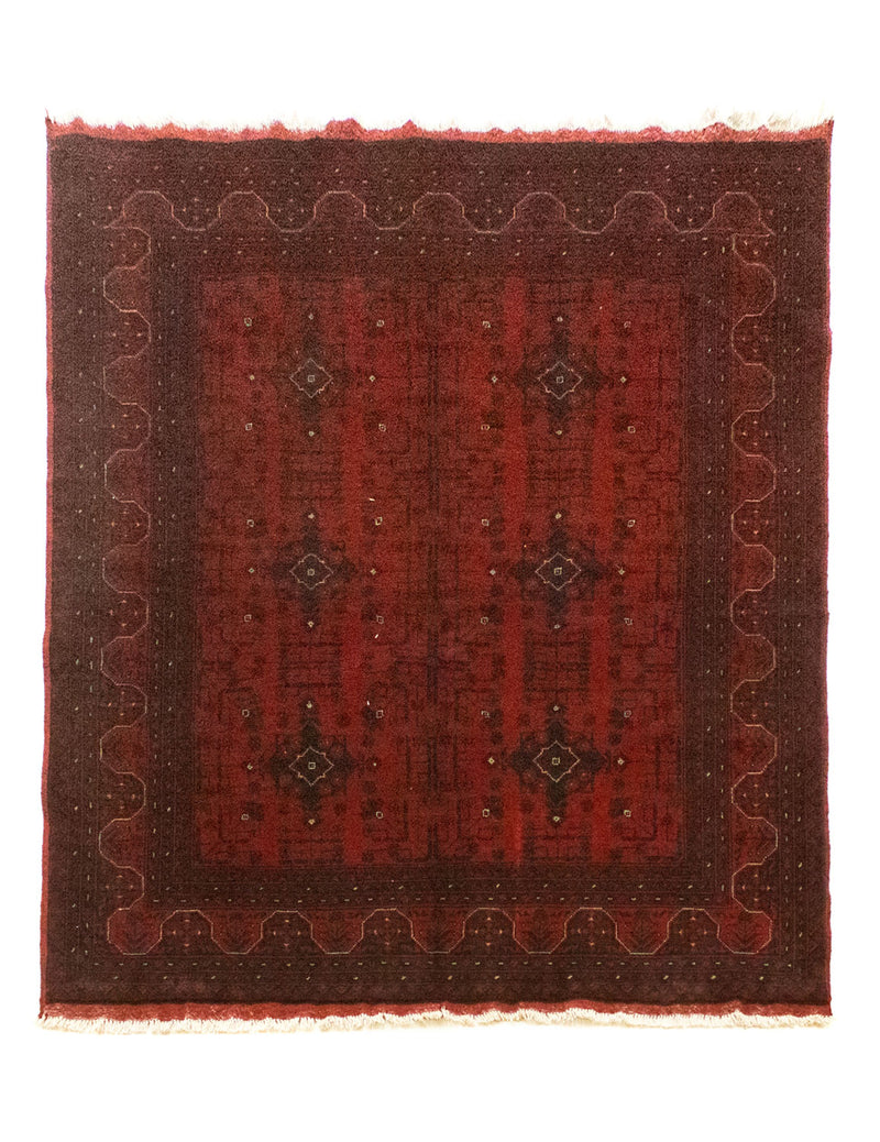 Alfombra afgana - Kunduz - 199 x 152 cm - rojo