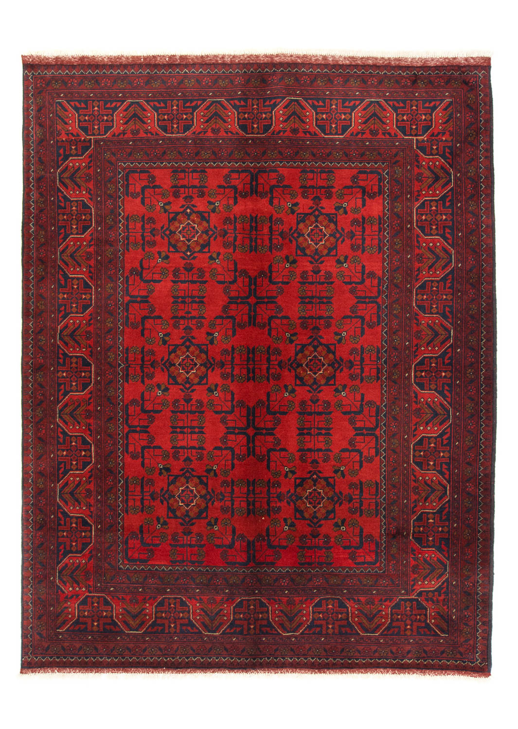 Alfombra afgana - Kunduz - 206 x 149 cm - rojo