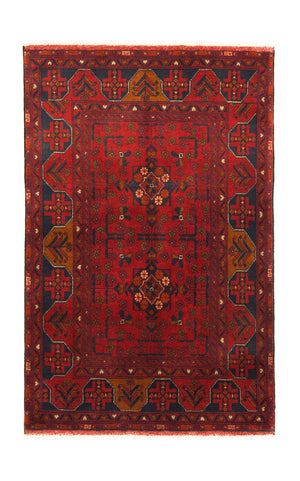 Alfombra afgana - Kunduz - 154 x 100 cm - rojo