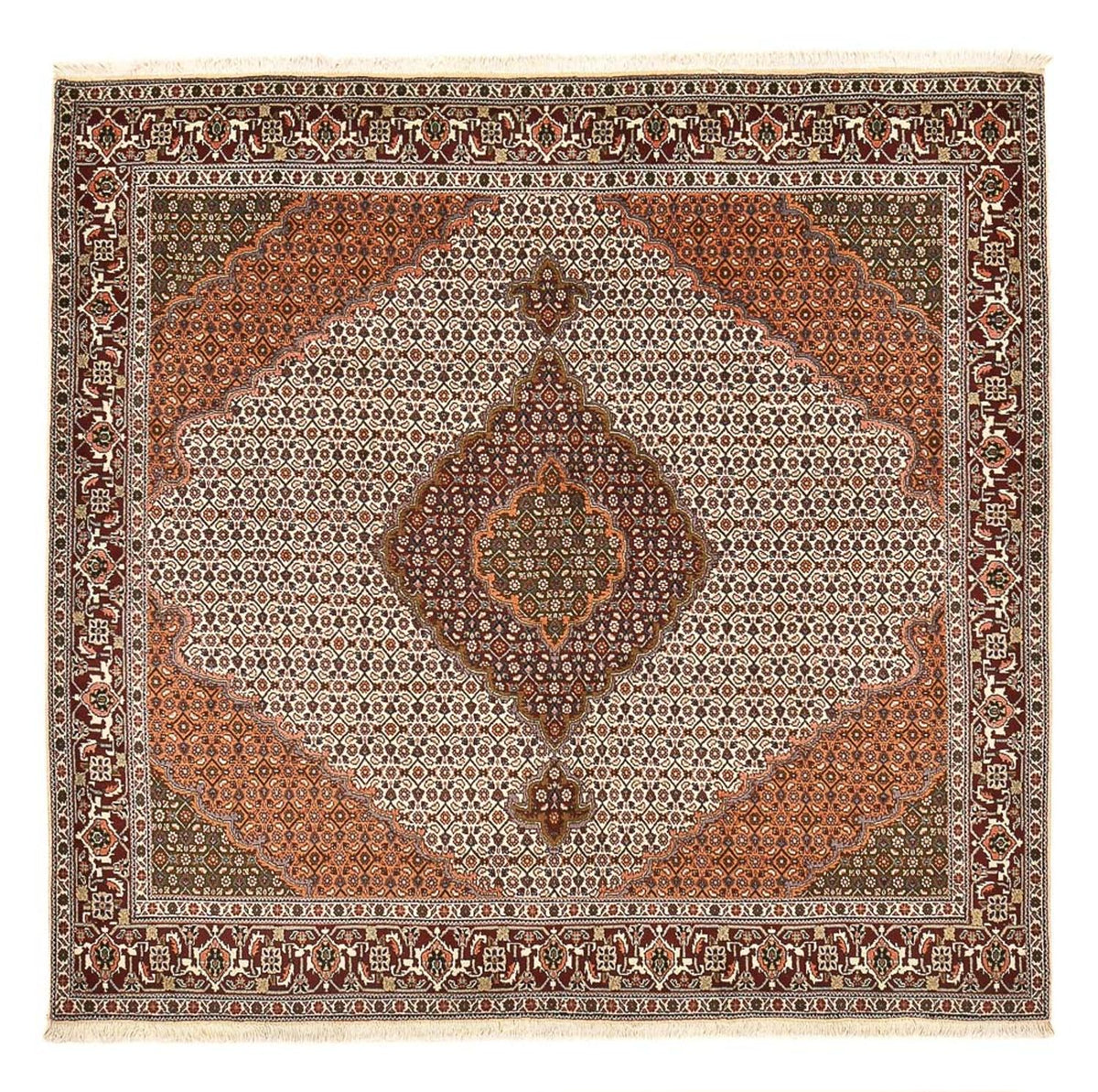 Alfombra Persa - Tabriz - Real cuadrado - 203 x 200 cm - marrón claro