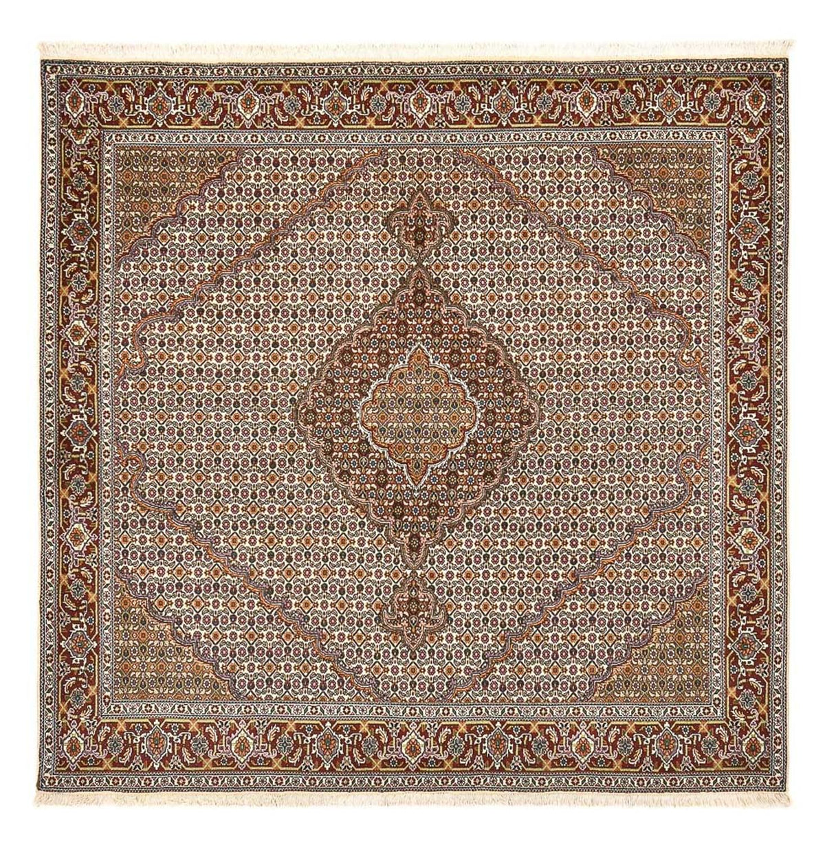 Alfombra Persa - Tabriz - Real cuadrado  - 208 x 198 cm - marrón claro