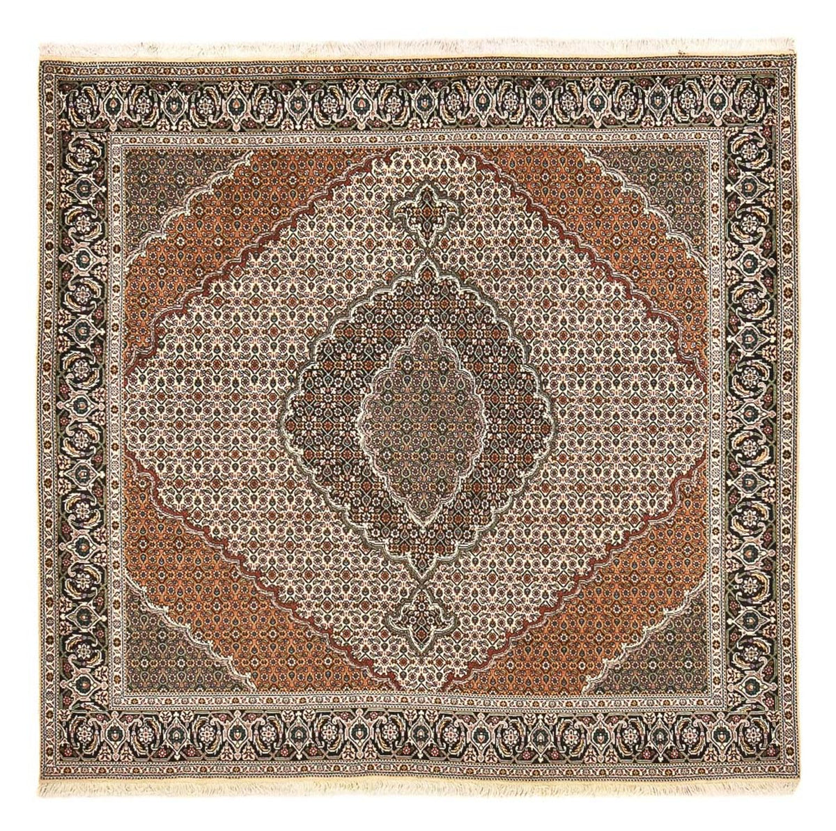 Alfombra Persa - Tabriz - Real cuadrado  - 206 x 202 cm - marrón claro