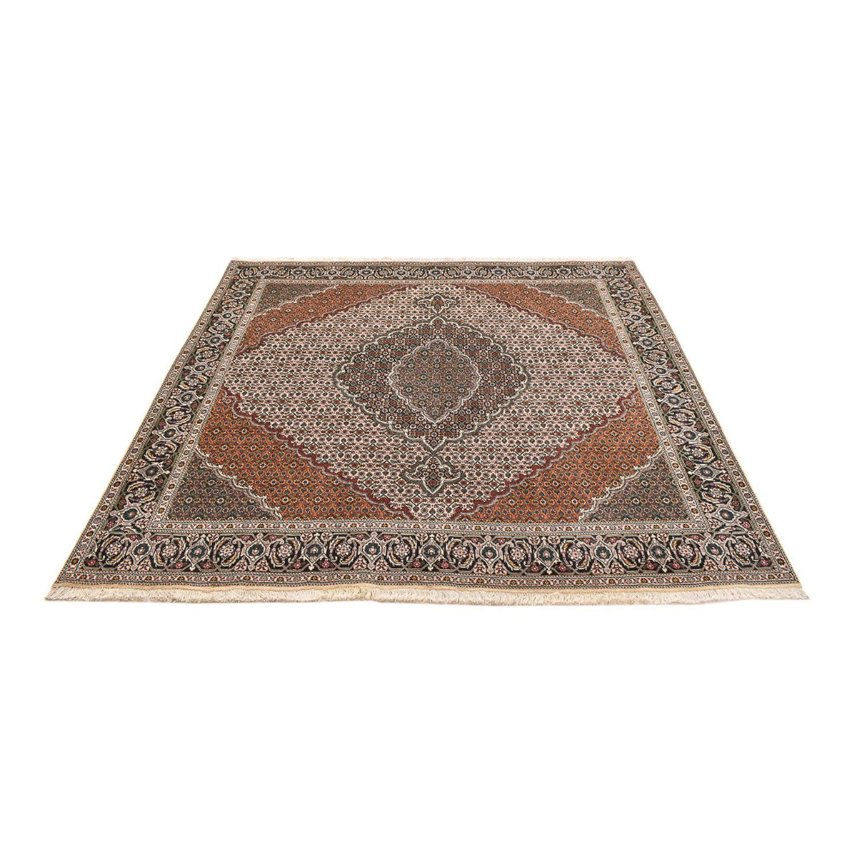 Alfombra Persa - Tabriz - Real cuadrado  - 206 x 202 cm - marrón claro