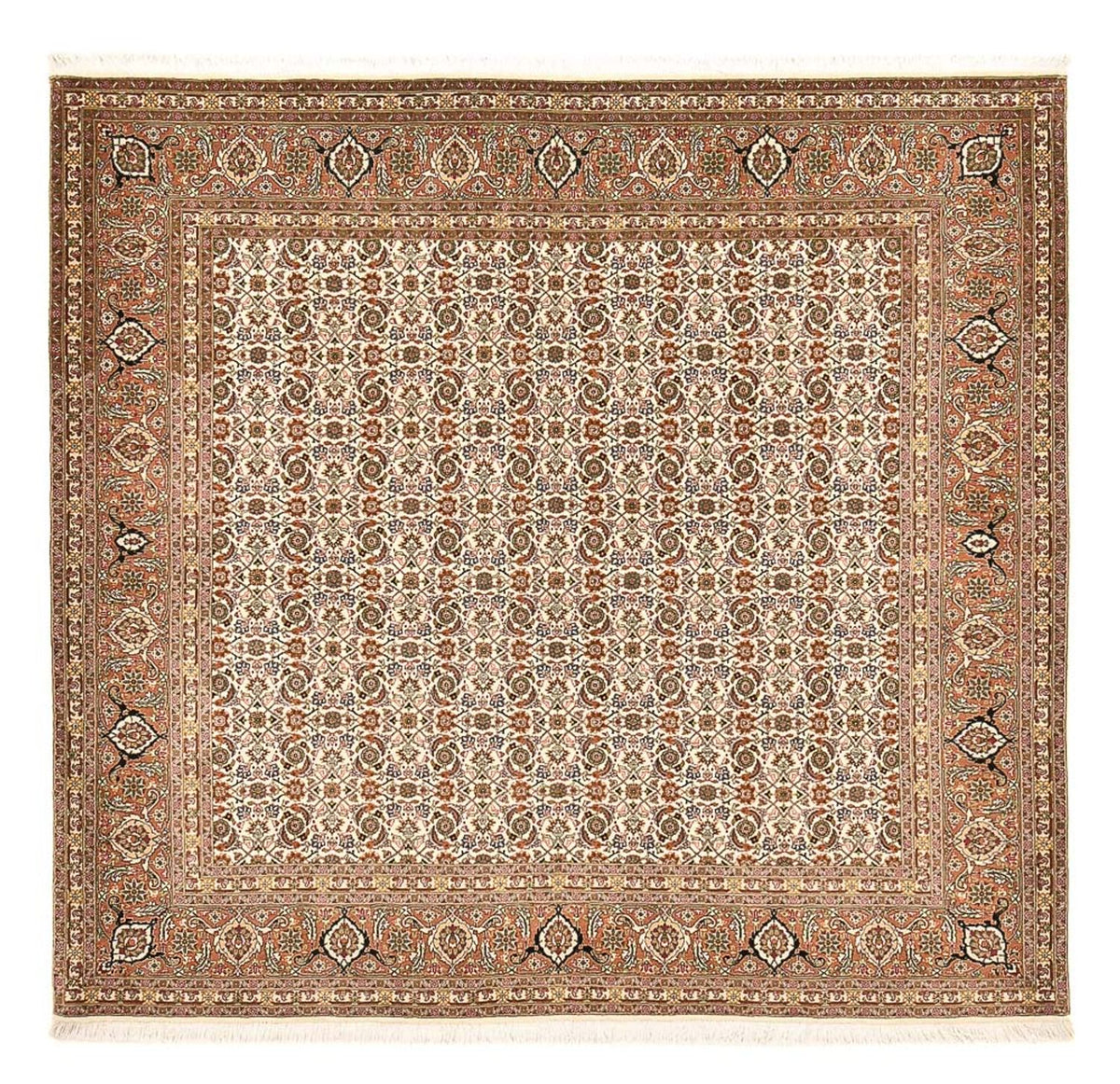 Alfombra Persa - Tabriz - Real cuadrado  - 201 x 197 cm - beige oscuro