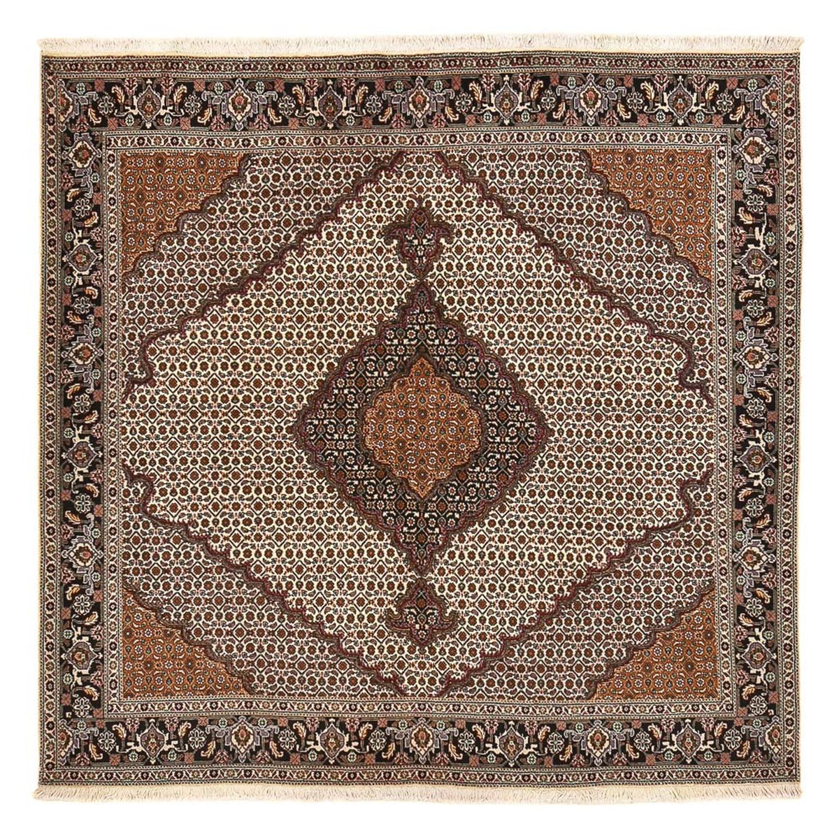 Alfombra Persa - Tabriz - Real cuadrado  - 200 x 197 cm - marrón claro