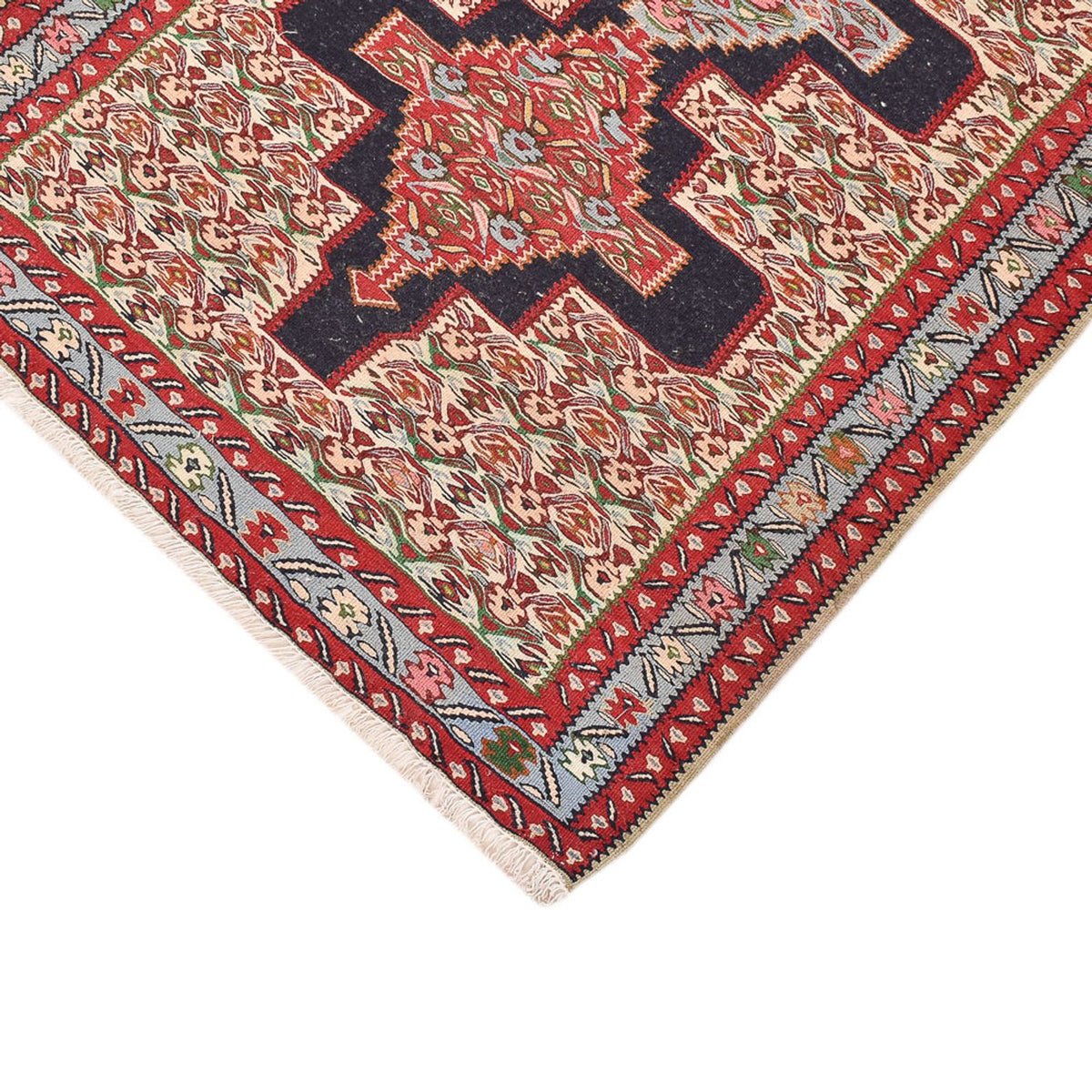 Alfombra de pasillo Alfombra Kelim - Oriental - 395 x 87 cm - azul oscuro