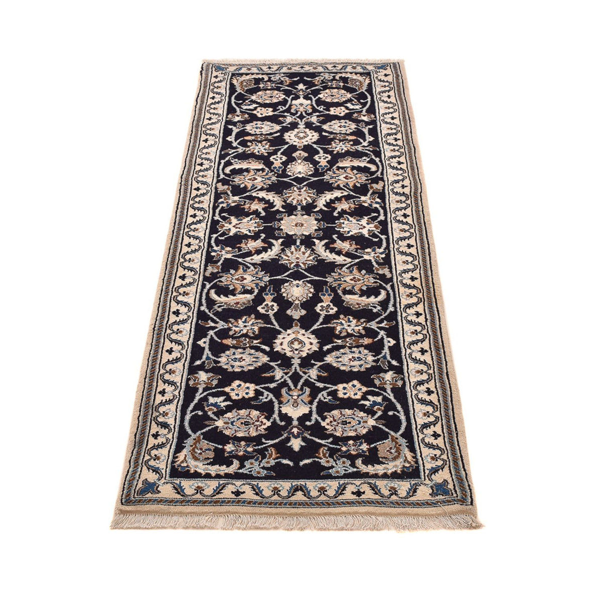 Alfombra de pasillo Alfombra Persa - Nain - Real - 186 x 65 cm - azul oscuro
