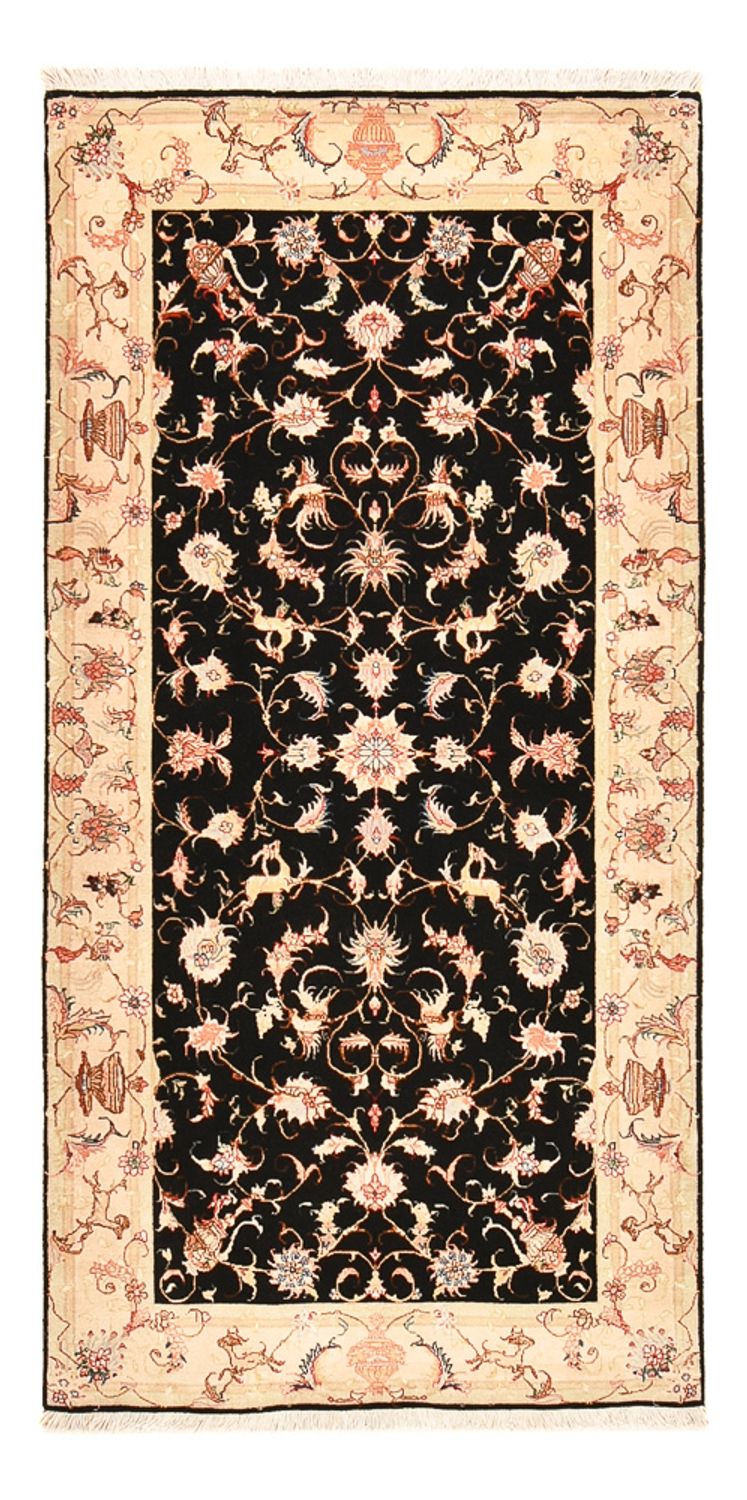 Alfombra de pasillo Alfombra Persa - Tabriz - Real - 204 x 100 cm - azul oscuro