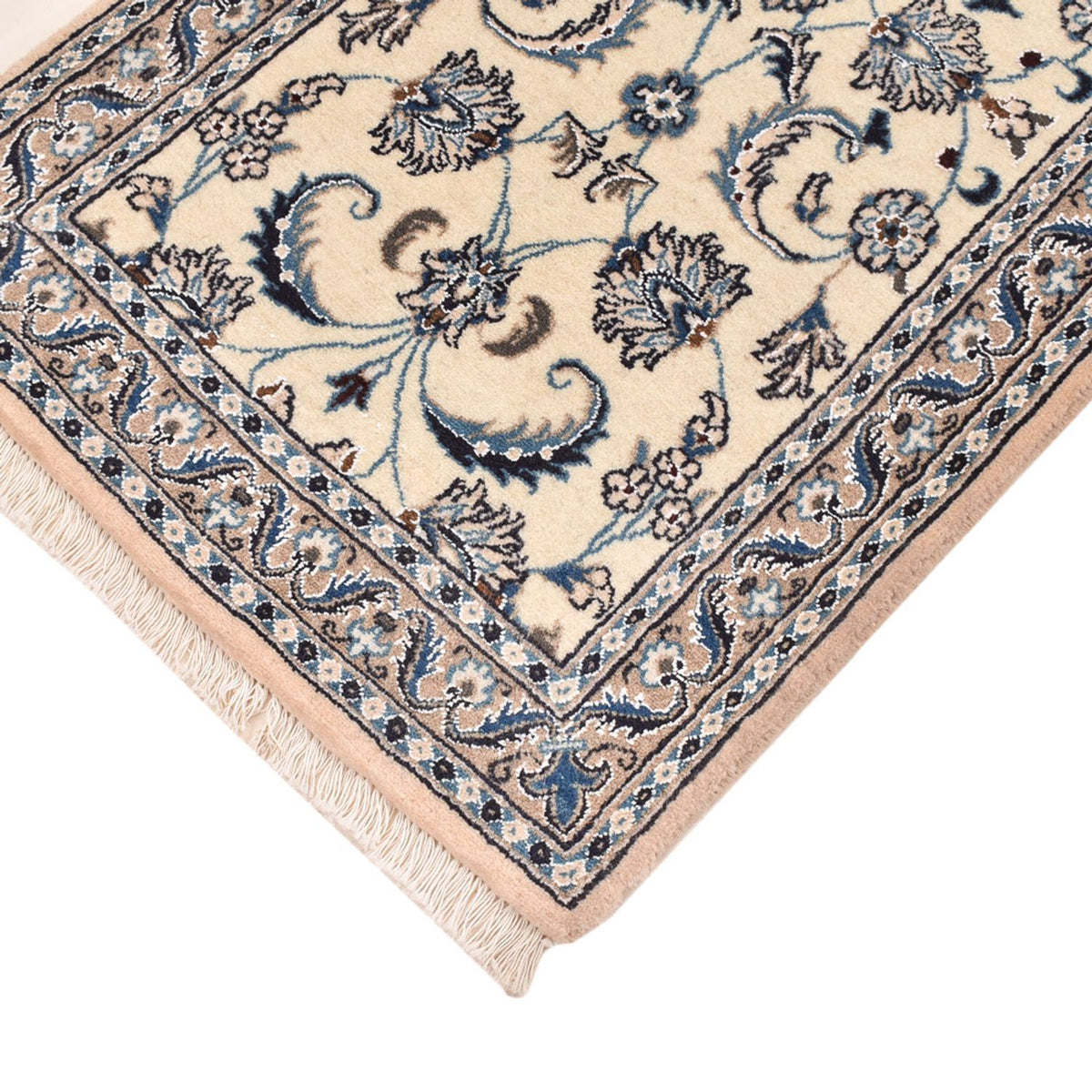 Alfombra de pasillo Alfombra Persa - Nain - Real - 196 x 61 cm - crema