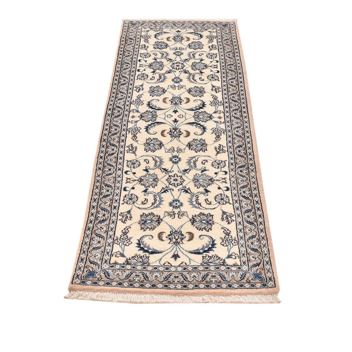 Alfombra de pasillo Alfombra Persa - Nain - Real - 196 x 61 cm - crema