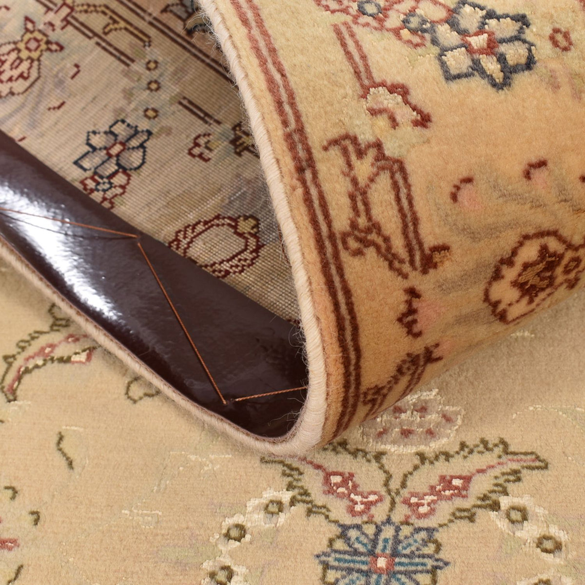 Alfombra de pasillo Alfombra Persa - Tabriz - Real - 376 x 80 cm - oro