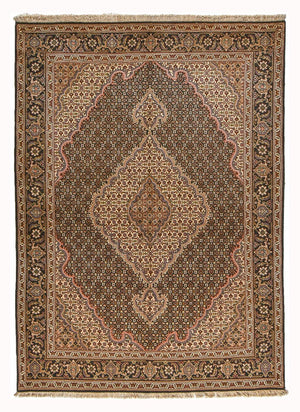 Alfombra Persa - Tabriz - Real - 210 x 151 cm - marrón oscuro