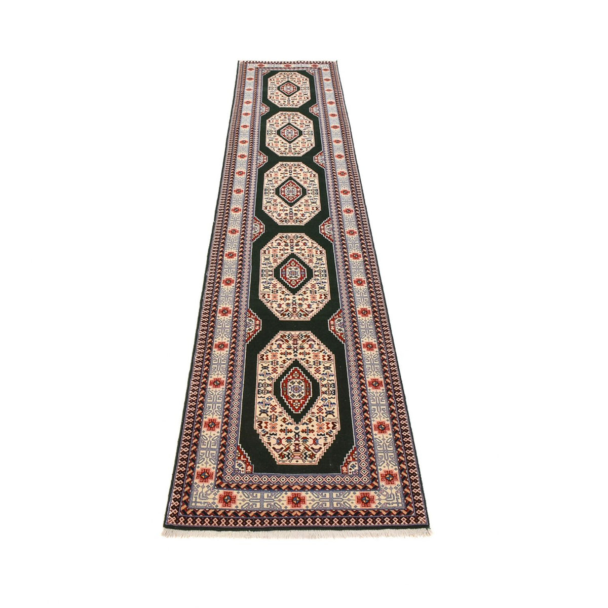 Alfombra de pasillo Alfombra Persa - Tabriz - Prima - 372 x 74 cm - azul oscuro