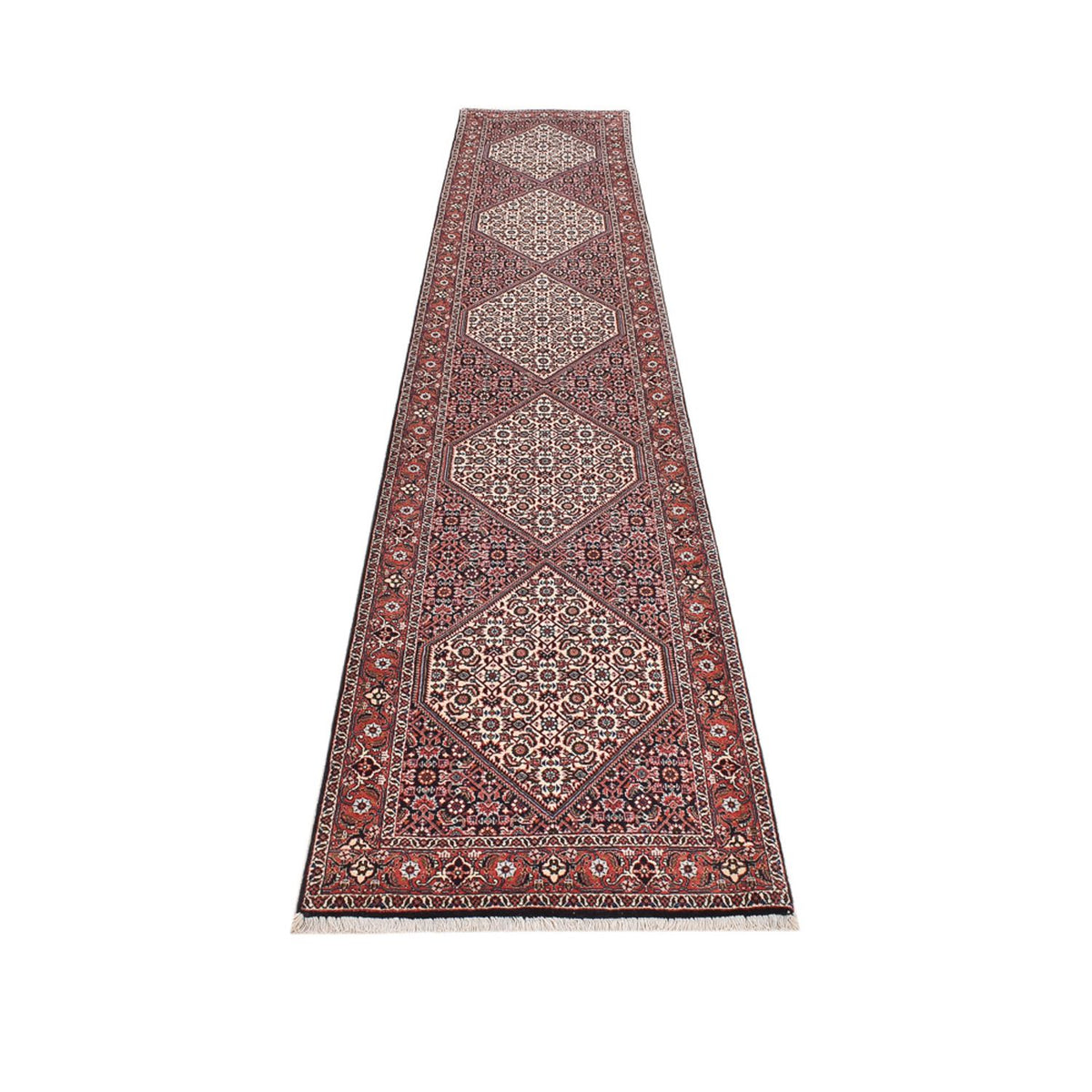 Alfombra de pasillo Alfombra persa - Bidjar - 394 x 73 cm - marrón