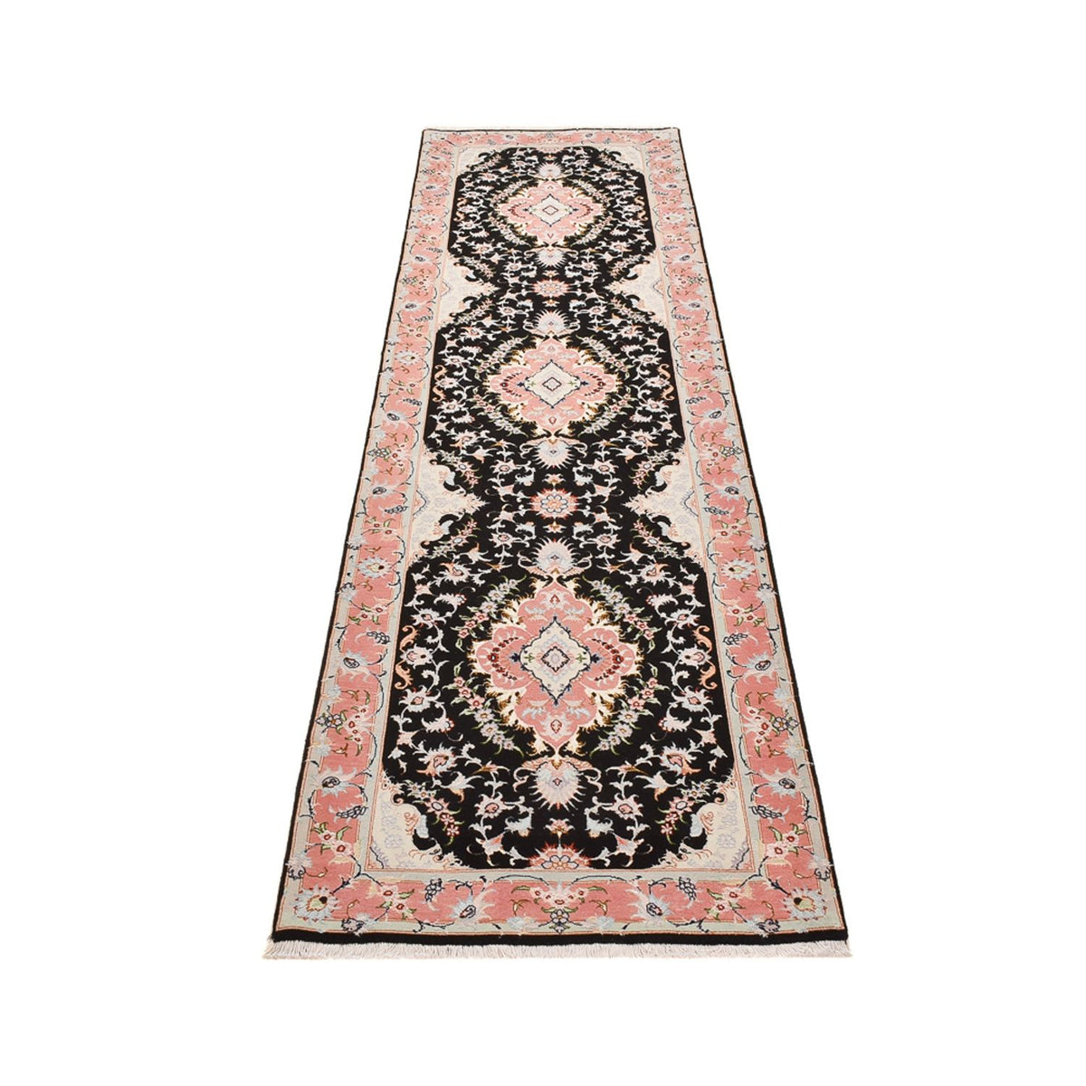 Alfombra de pasillo Alfombra Persa - Tabriz - Real - 300 x 83 cm - azul oscuro