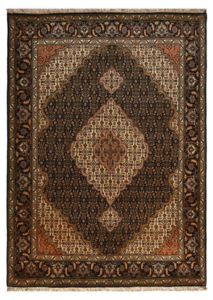 Alfombra Persa - Tabriz - Real - 205 x 146 cm - marrón oscuro