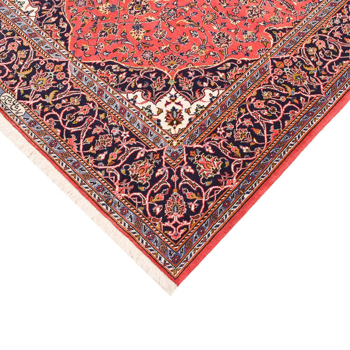 Alfombra persa - Keshan - 222 x 142 cm - rojo claro