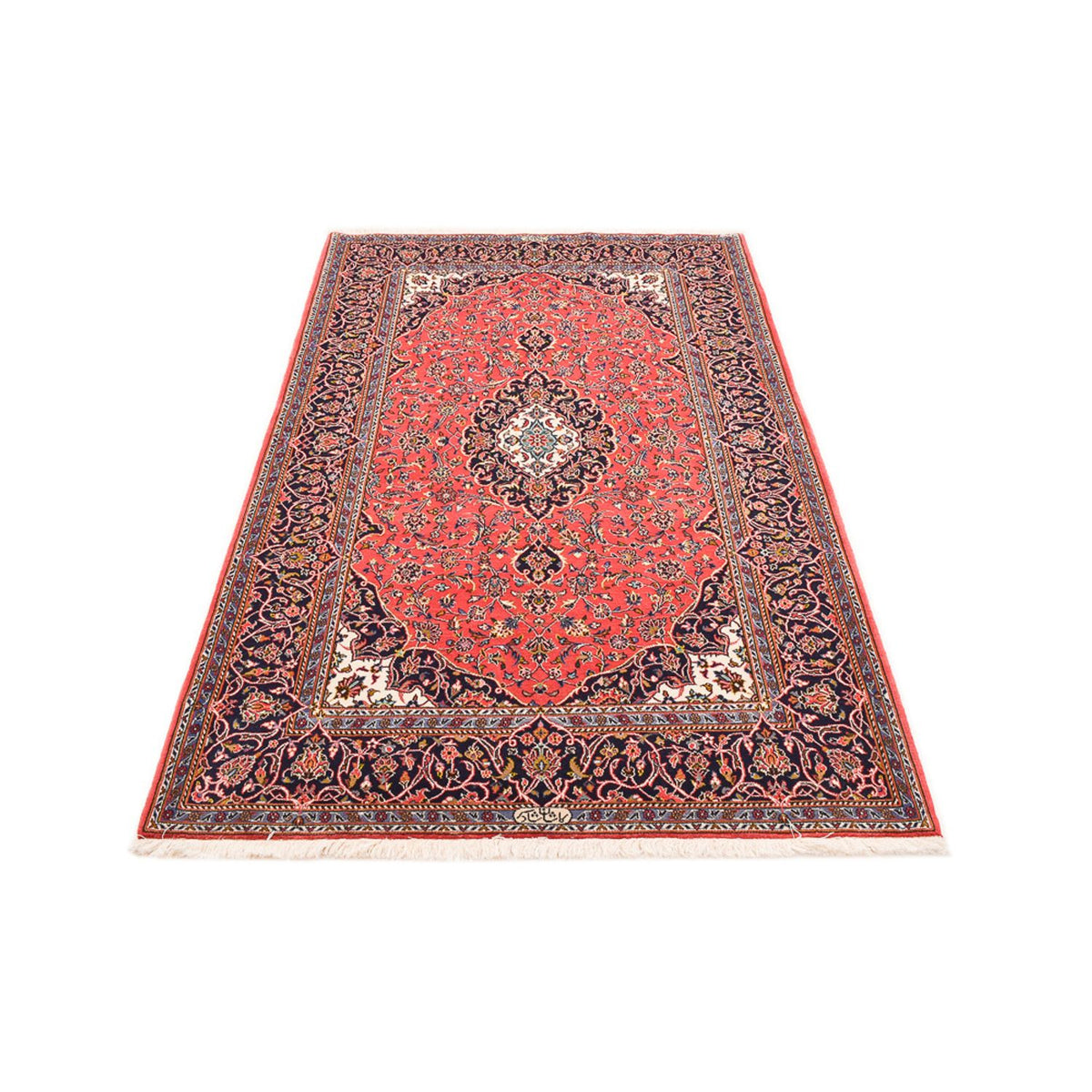 Alfombra persa - Keshan - 222 x 142 cm - rojo claro